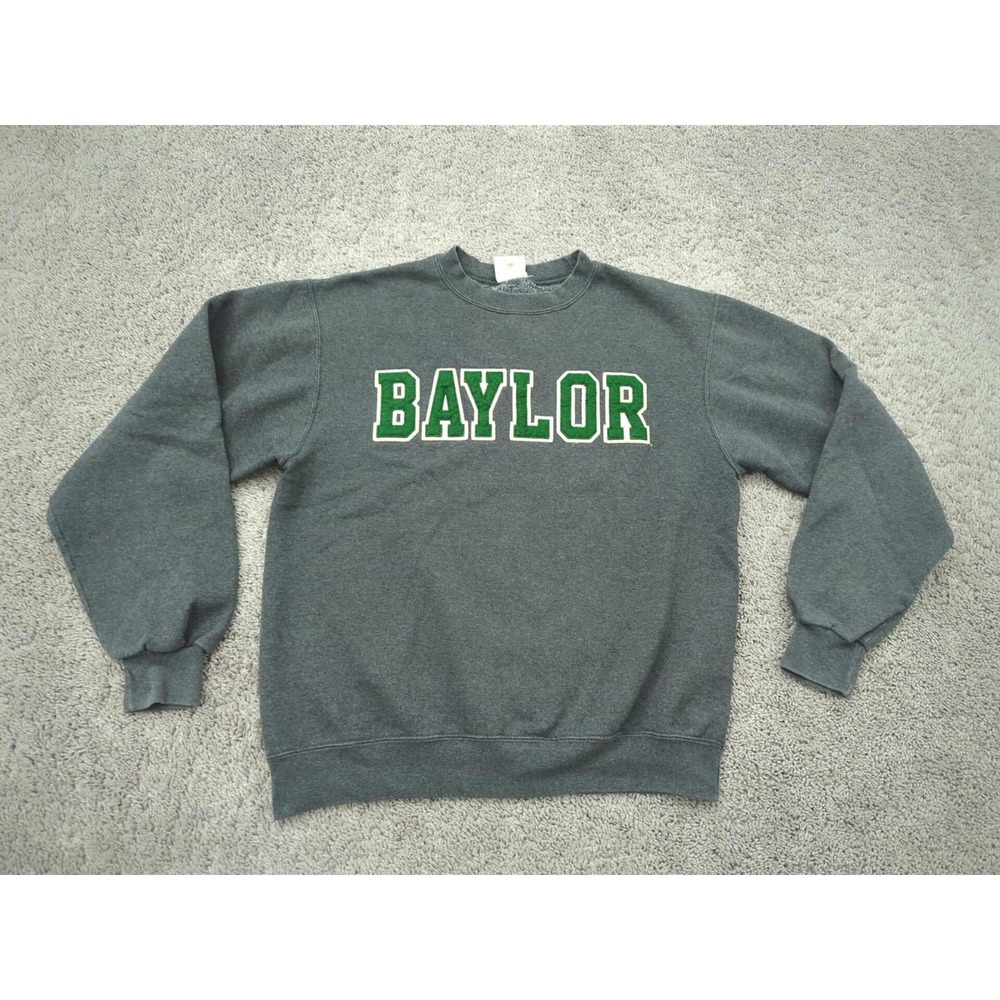 Baylor Bears Pullover Sweatshirt Mens Medium NCAA Champion Gray‎